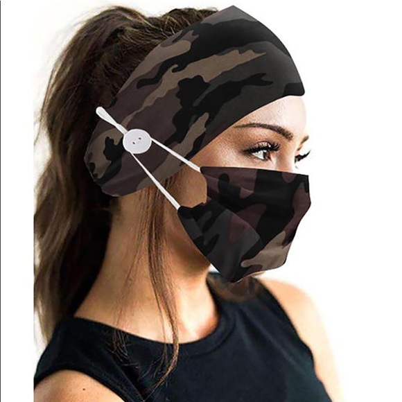 Brand New Face Mask & Headband Set Army Green Camo - Picture 2 of 12